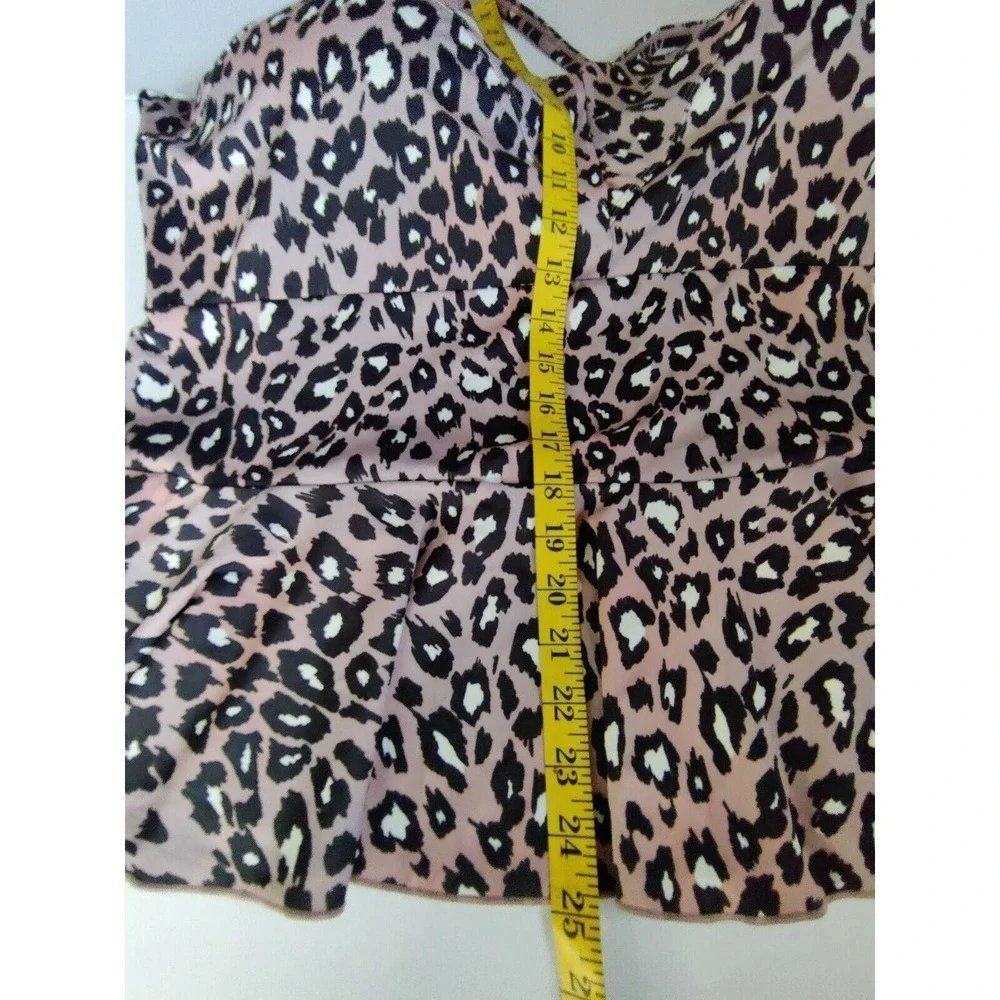 G.I.L.I.‎ Mauve Leopard Print Peplum Tankini Swim Top Womens Plus Size 26W